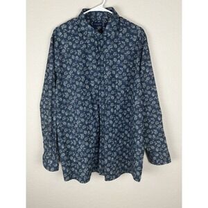 Proper Cloth Shirt Mens Button Up Blue Cotton Casual Preppy Floral